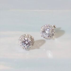 Simulated Diamond Halo 2 Carat TW Stud Post Earrings
